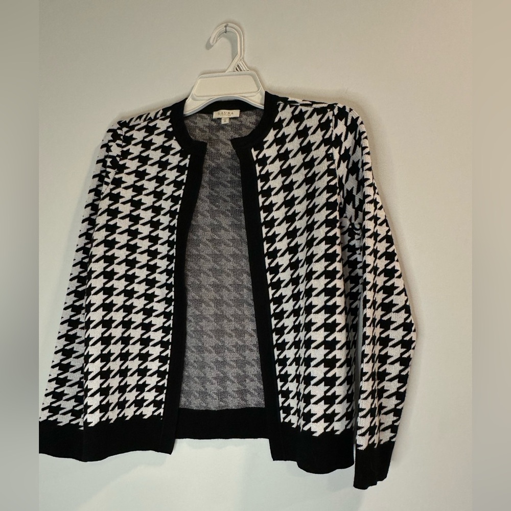 Laura Petites Black and White Knit Cardigan